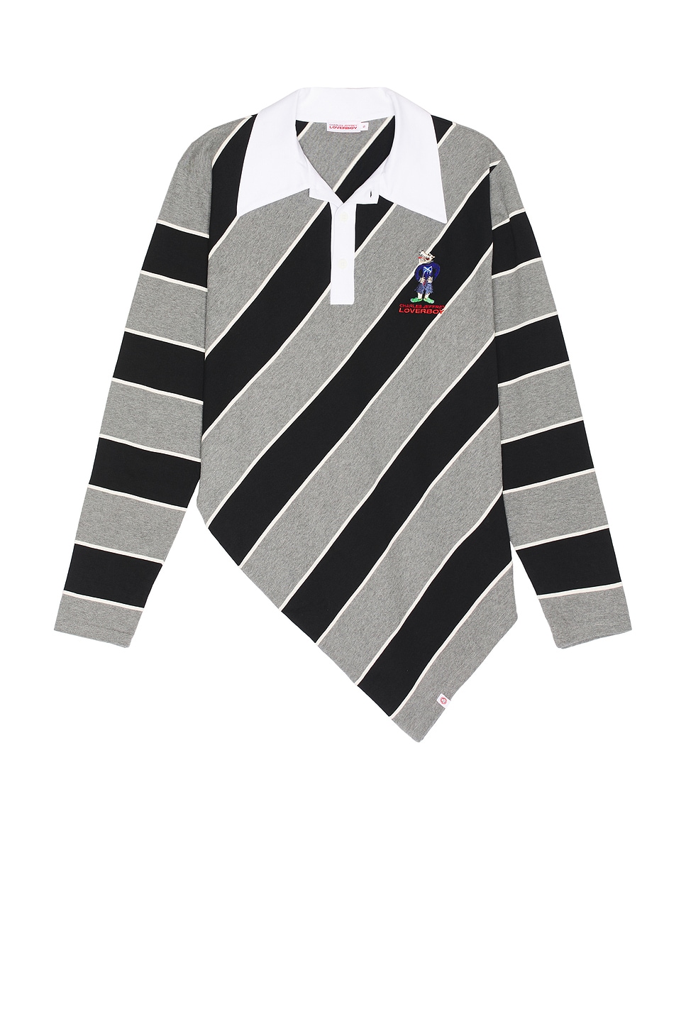 Image 1 of Charles Jeffrey LOVERBOY Topsy Turvy Rugby Polo in Black & Grey Stripe