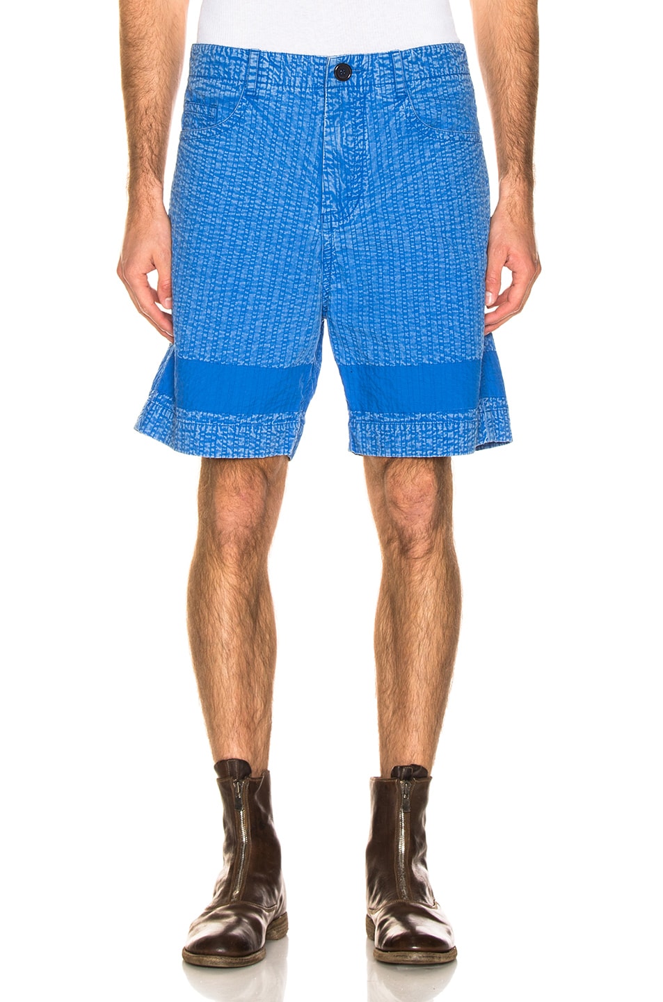 Image 1 of Craig Green Acid Wash Line Stitch Shorts in Blue
