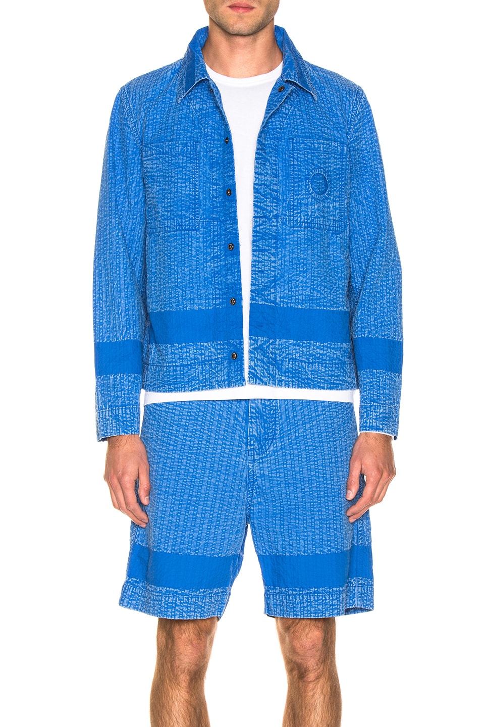 Image 1 of Craig Green Acid Wash Line Stitch Worker Jacket in Blue