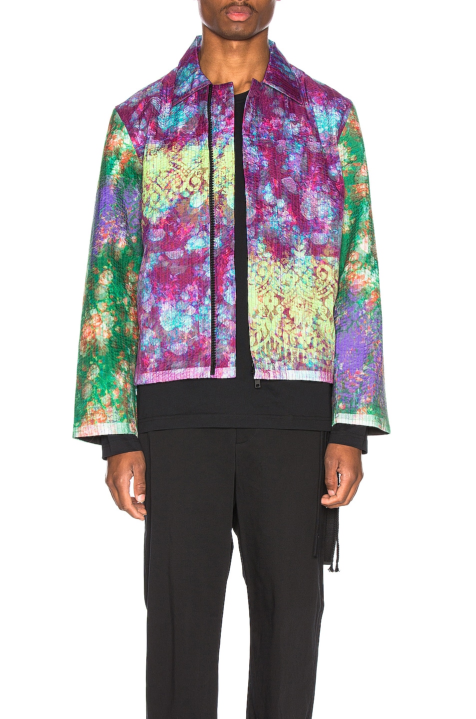 Image 1 of Craig Green Vibrating Floral Line Stitch Worker Jacket in Purple