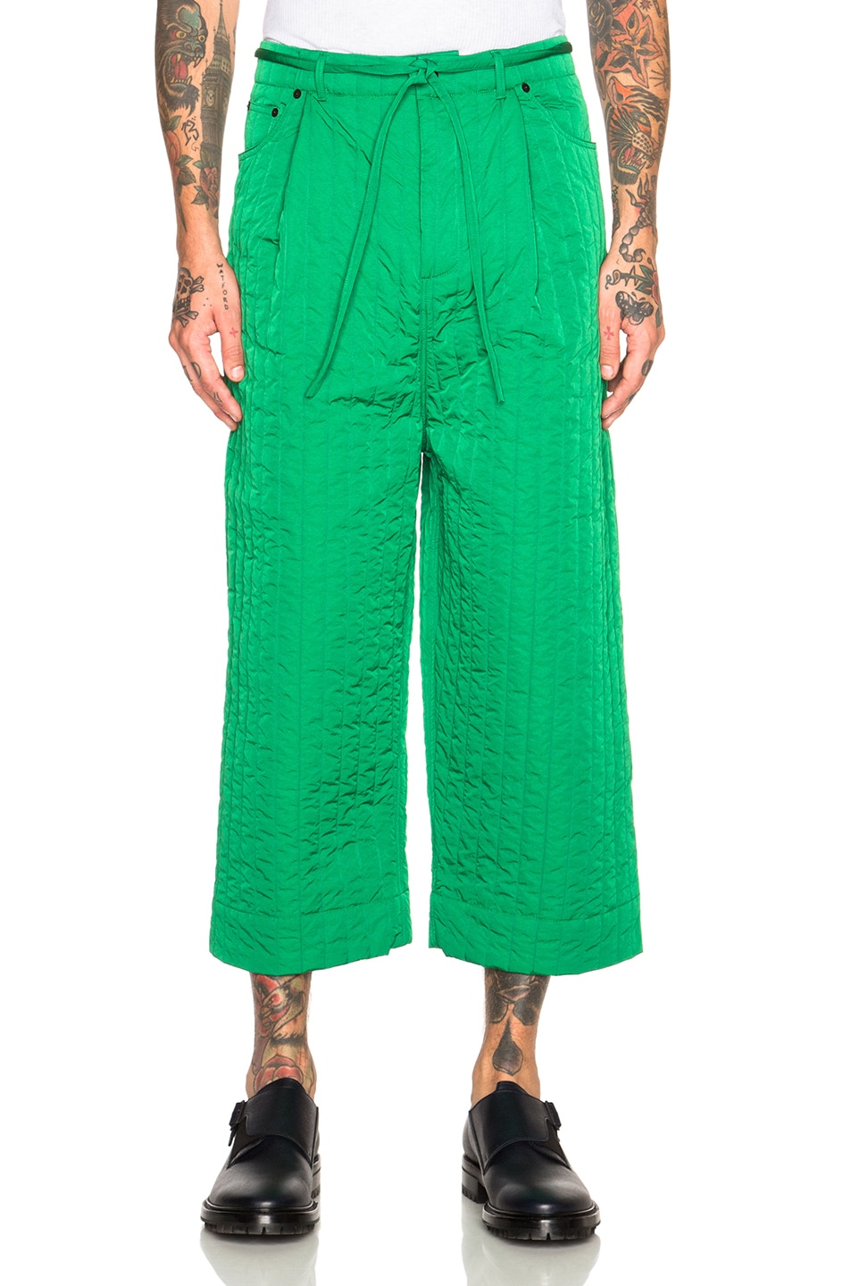 Image 1 of Craig Green Quilted Workwear Trousers in Green Crinkle