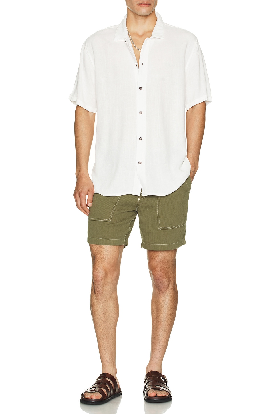 Image 1 of Corridor Bedford Cord Camp Pocket Shorts in Olive