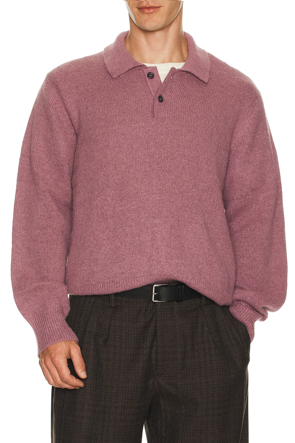 Image 1 of Corridor Brushed Alpaca Polo in Plum