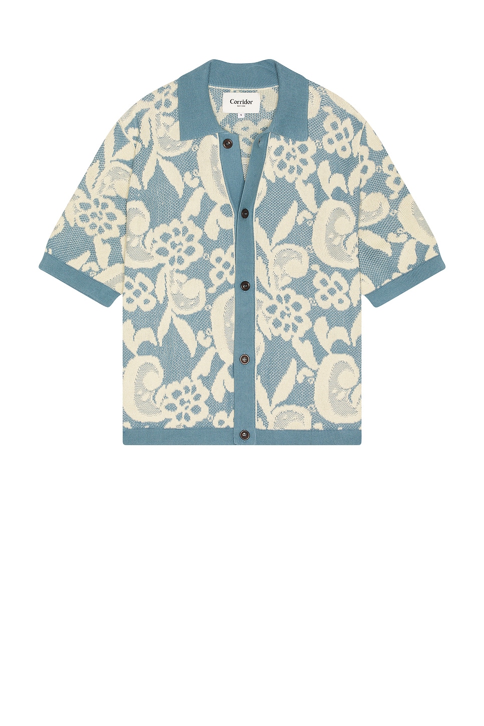 Floral Jacquard Button Down Shirt in Blue