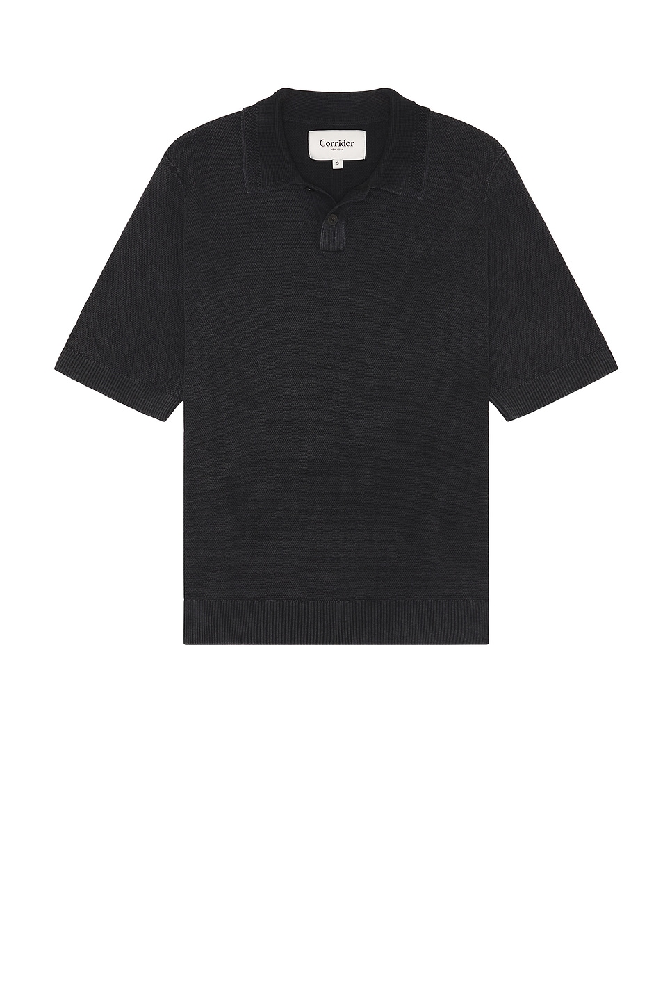 Rice Stitch Polo in Black