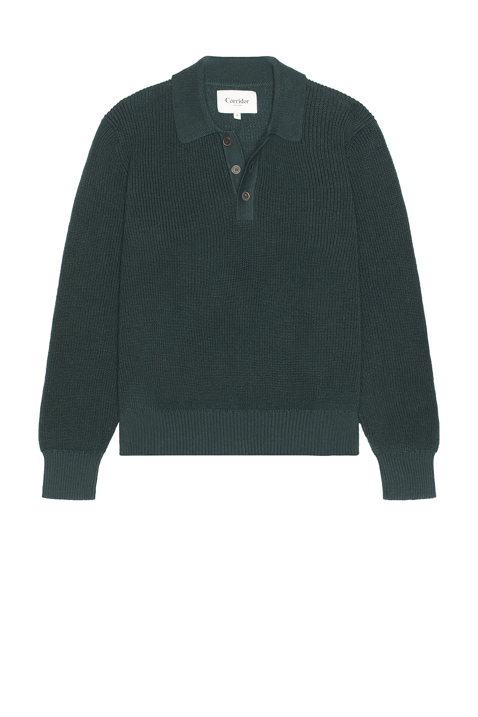 Image 1 of Corridor Long Sleeve Slouchy Polo in Green