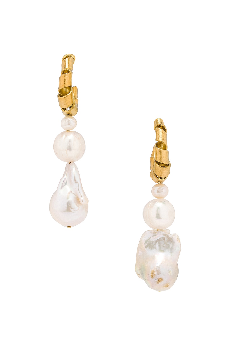 Image 1 of Completedworks Wibble Wobble Earrings in Gold & Pearl