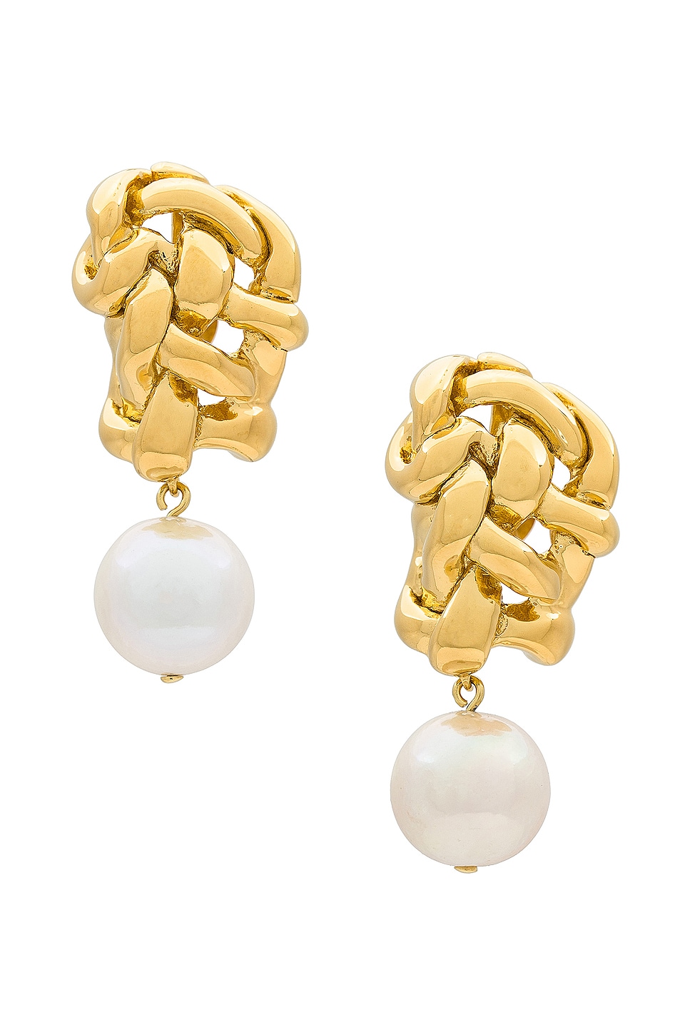 Fresh Water Pearl Earrings in Metallic Gold