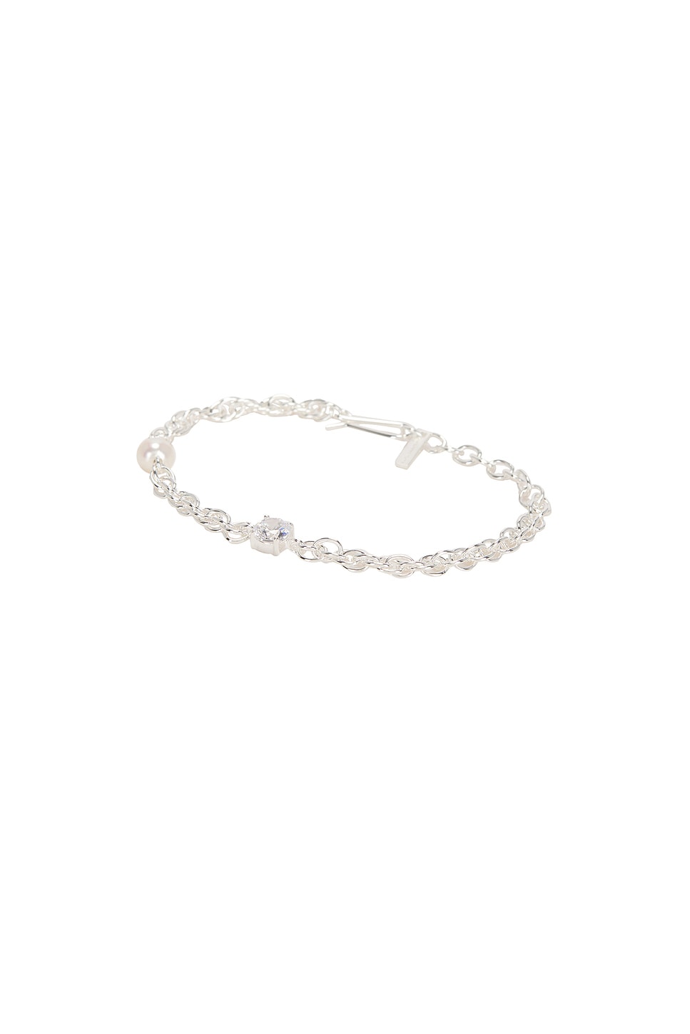 Freshwater Pearl CZ Bracelet in Metallic Silver