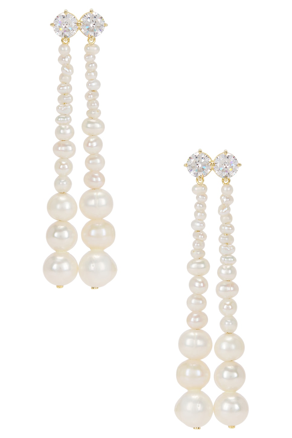 Freshwater Pearl CZ Earrings in Metallic Gold