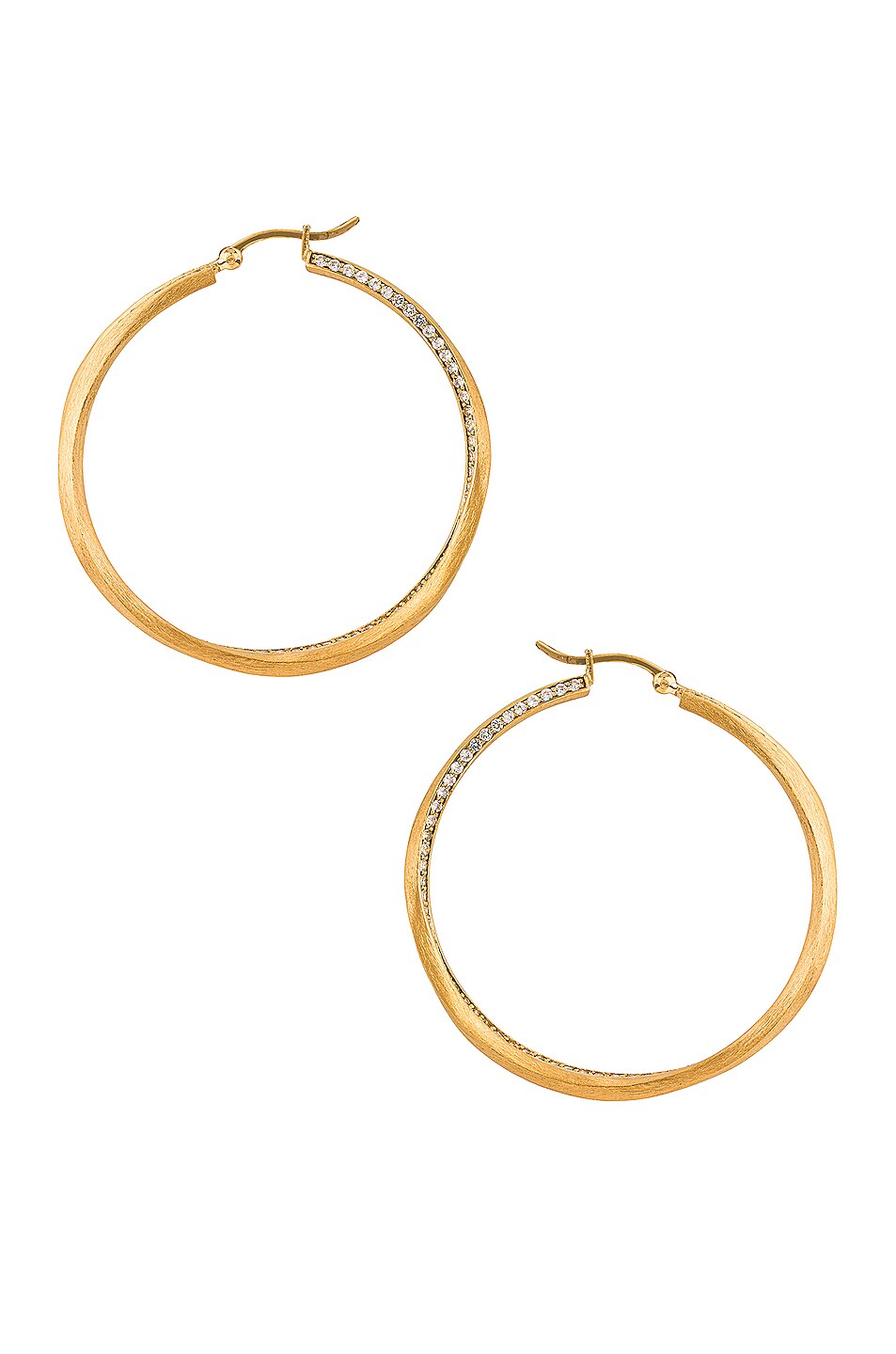 Image 1 of Completedworks Double Hoop Earrings in Gold & White Topaz