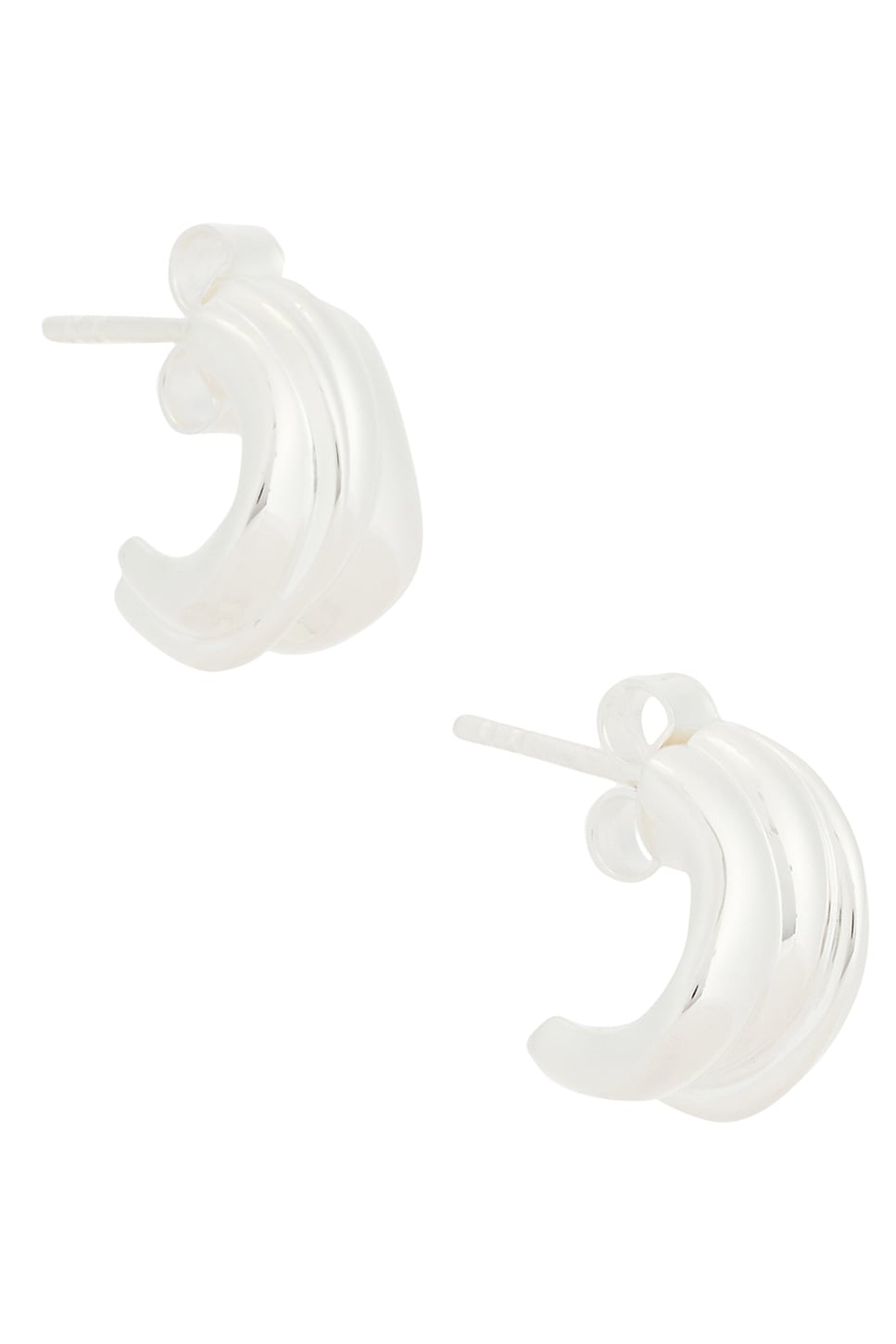 Stud Earrings in Metallic Silver