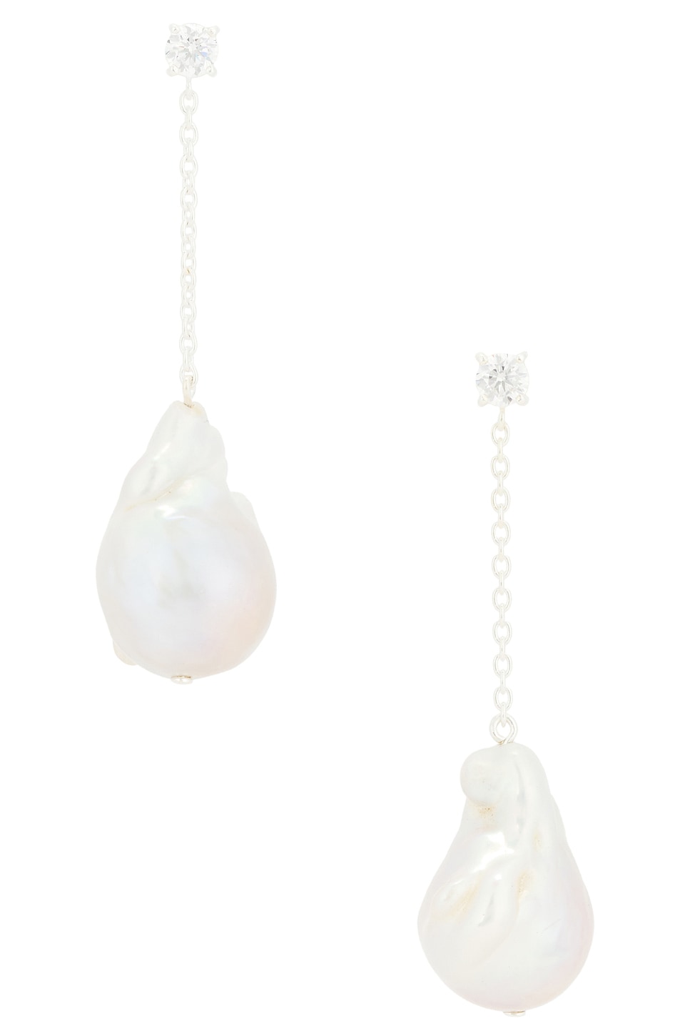 Baroque Pearl & Cz Earrings in Ivory