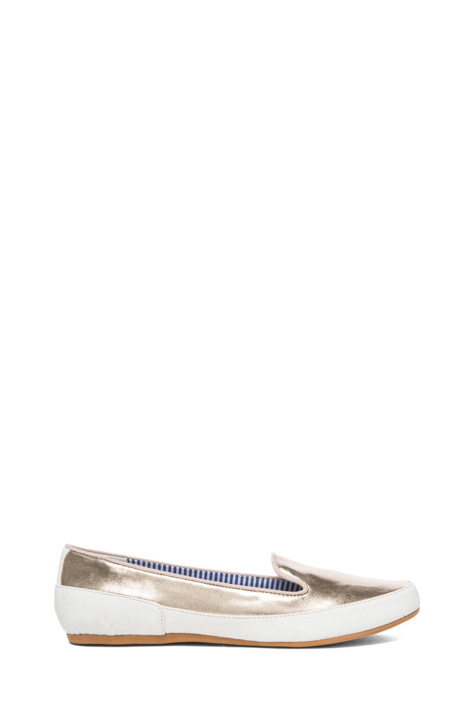 Image 1 of Charles Philip Shanghai Gaby Coated Cotton Flats in Gold & White