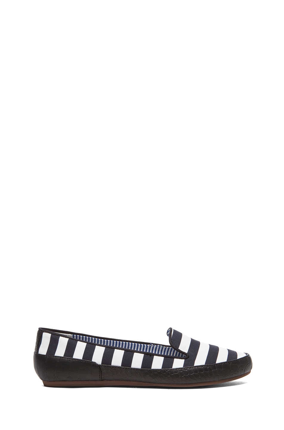 Image 1 of Charles Philip Shanghai Gaby Cotton Flats in Black Stripes