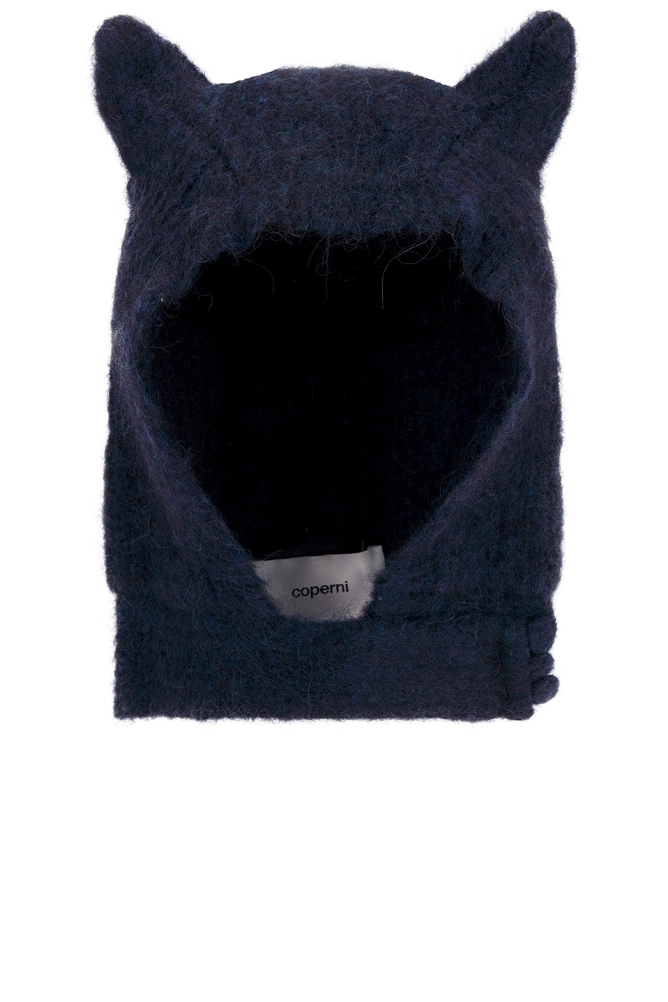 Knitted Horn Beanie in Navy