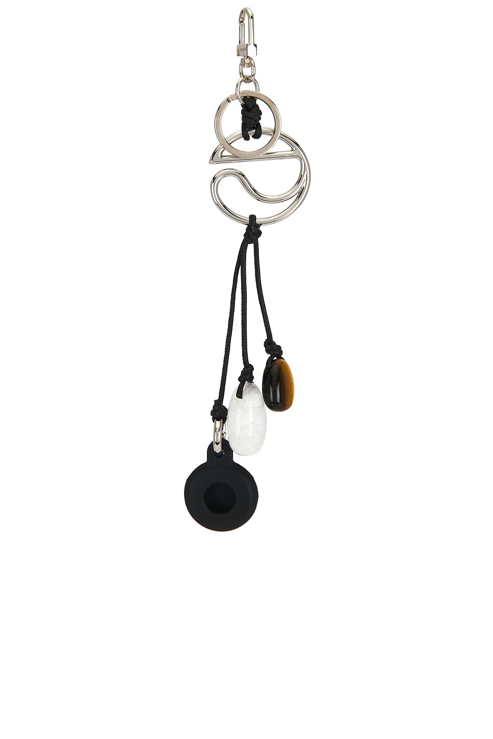 Coperni Stone Key Chain in Black,Metallic Silver