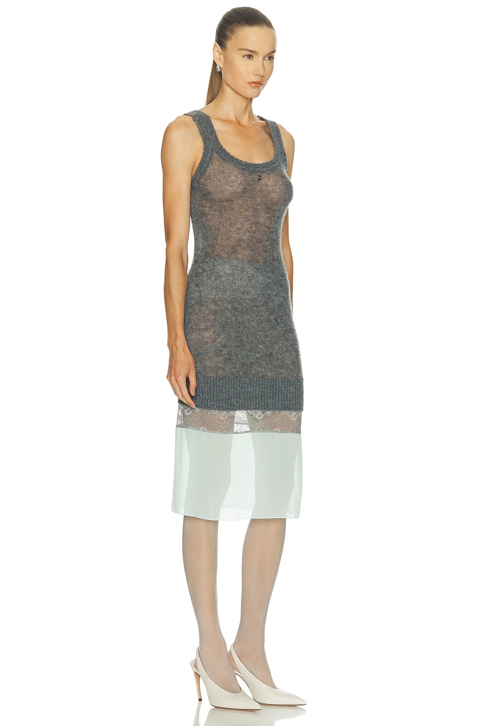 Coperni Multilayer Slip Dress In Blue