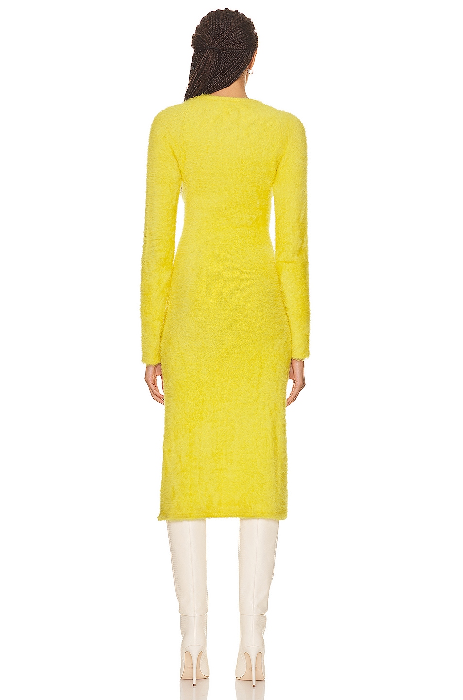 Coperni Twisted Cut Out Knit Dress in Yellow FWRD