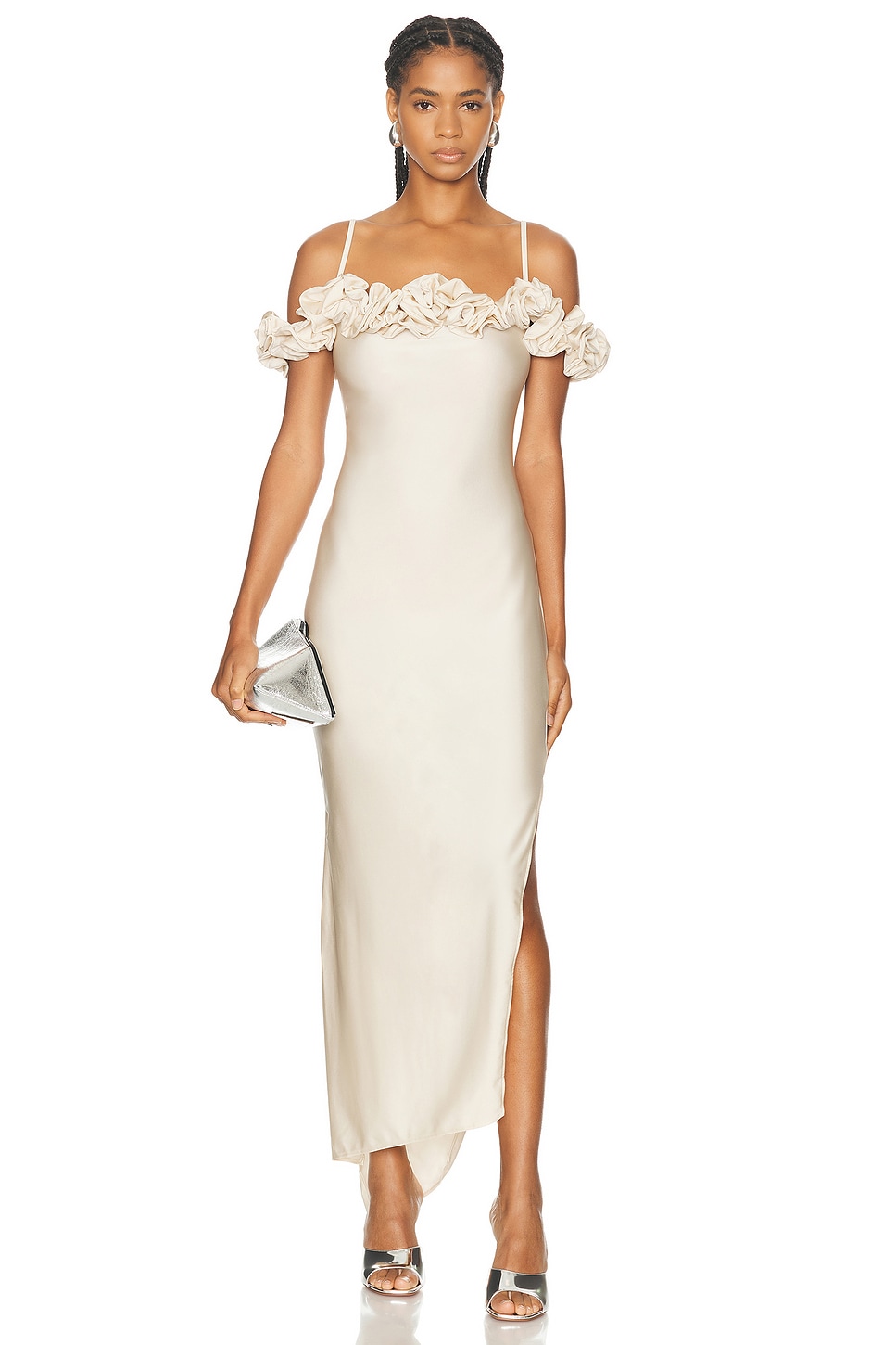 Image 1 of Coperni Ruffle Dress in Beige Macadamia