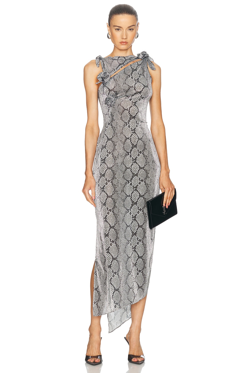 Image 1 of Coperni Asymmetric Flower Gown in Print Snake