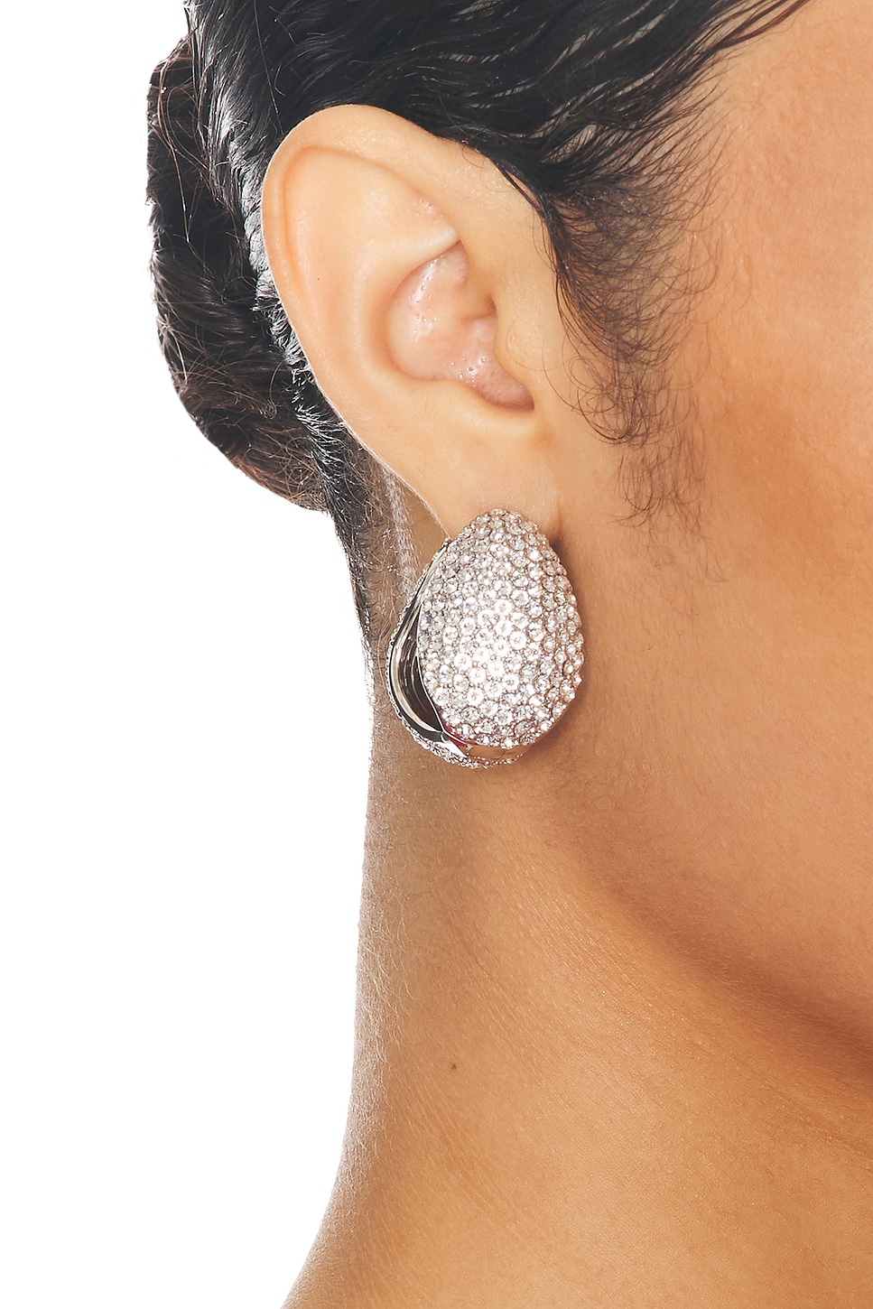 Coperni Crystal Embellished Earrings In Silver
