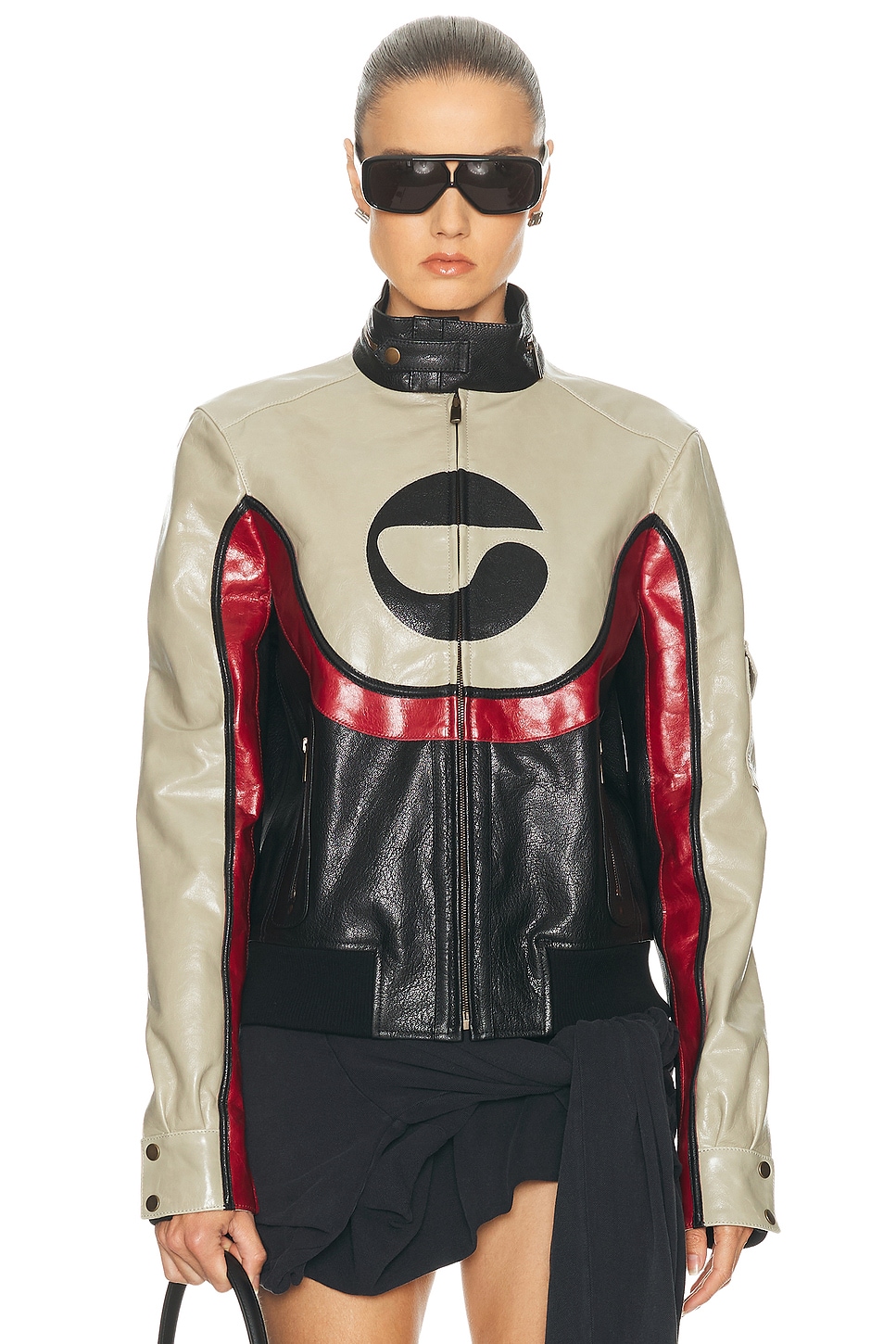 Coperni C Logo Leather Jacket In Multi