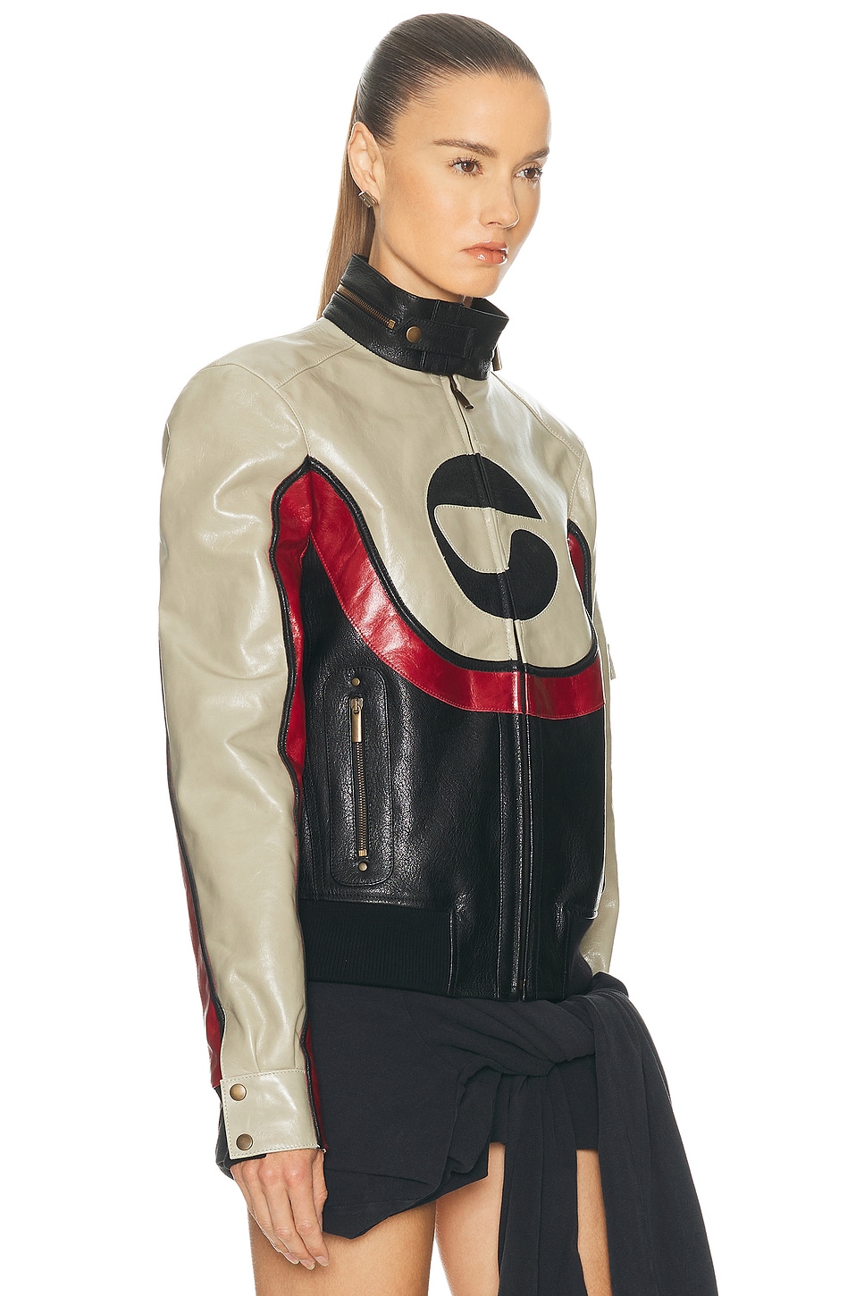 Coperni C Logo Leather Jacket In Multi
