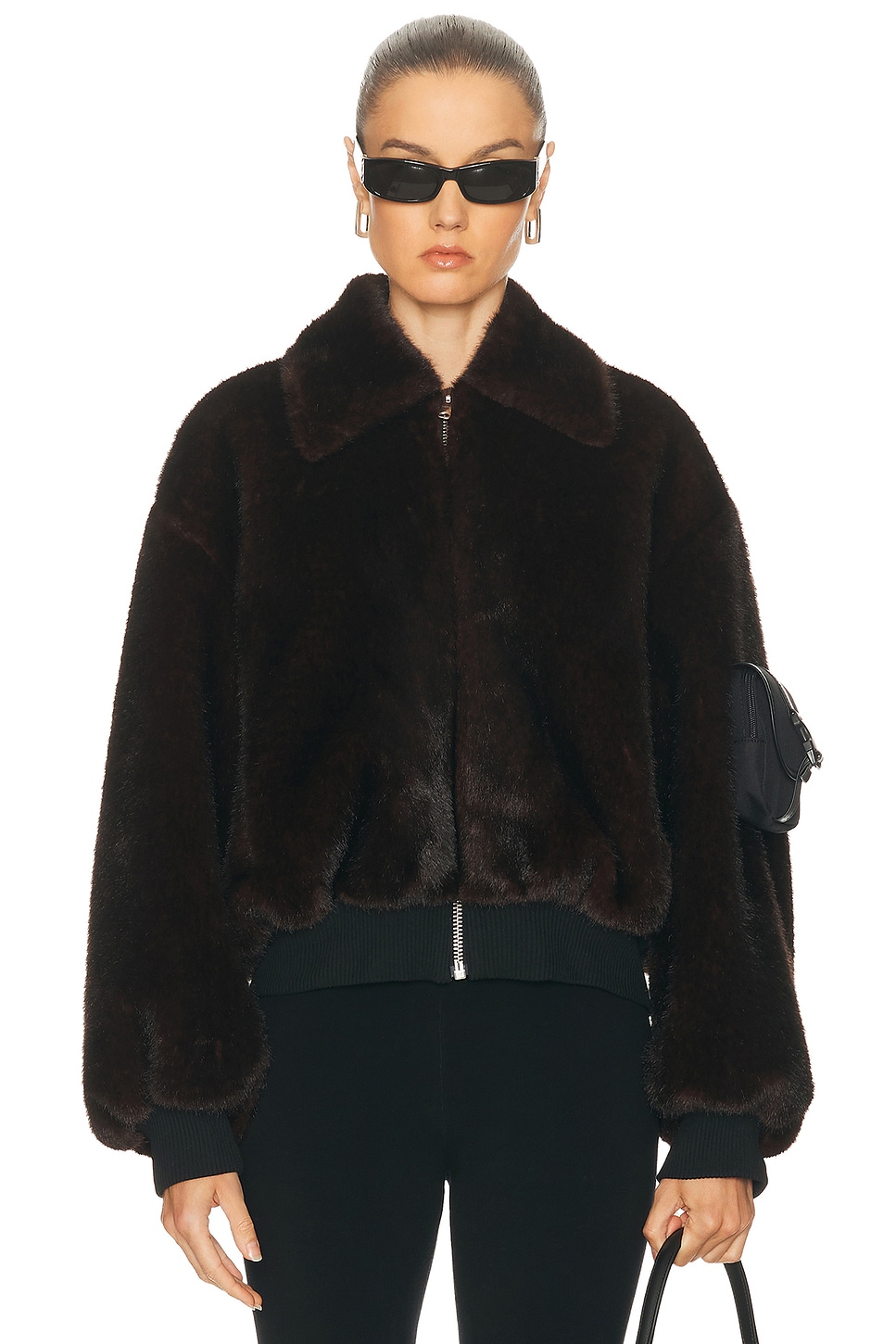 Image 1 of Coperni Faux Fur Bomber Jacket in Brown
