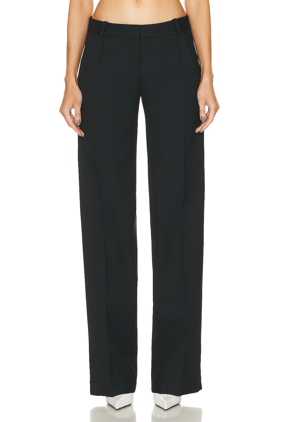Low Rise Loose Tailored Trousers in Black