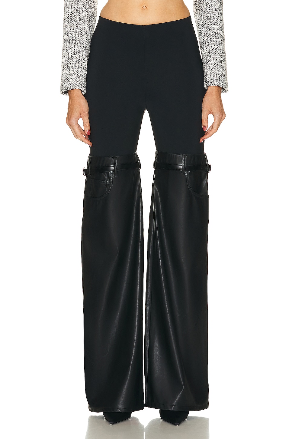 Image 1 of Coperni Hybrid Flare Faux Leather Trouser in Black