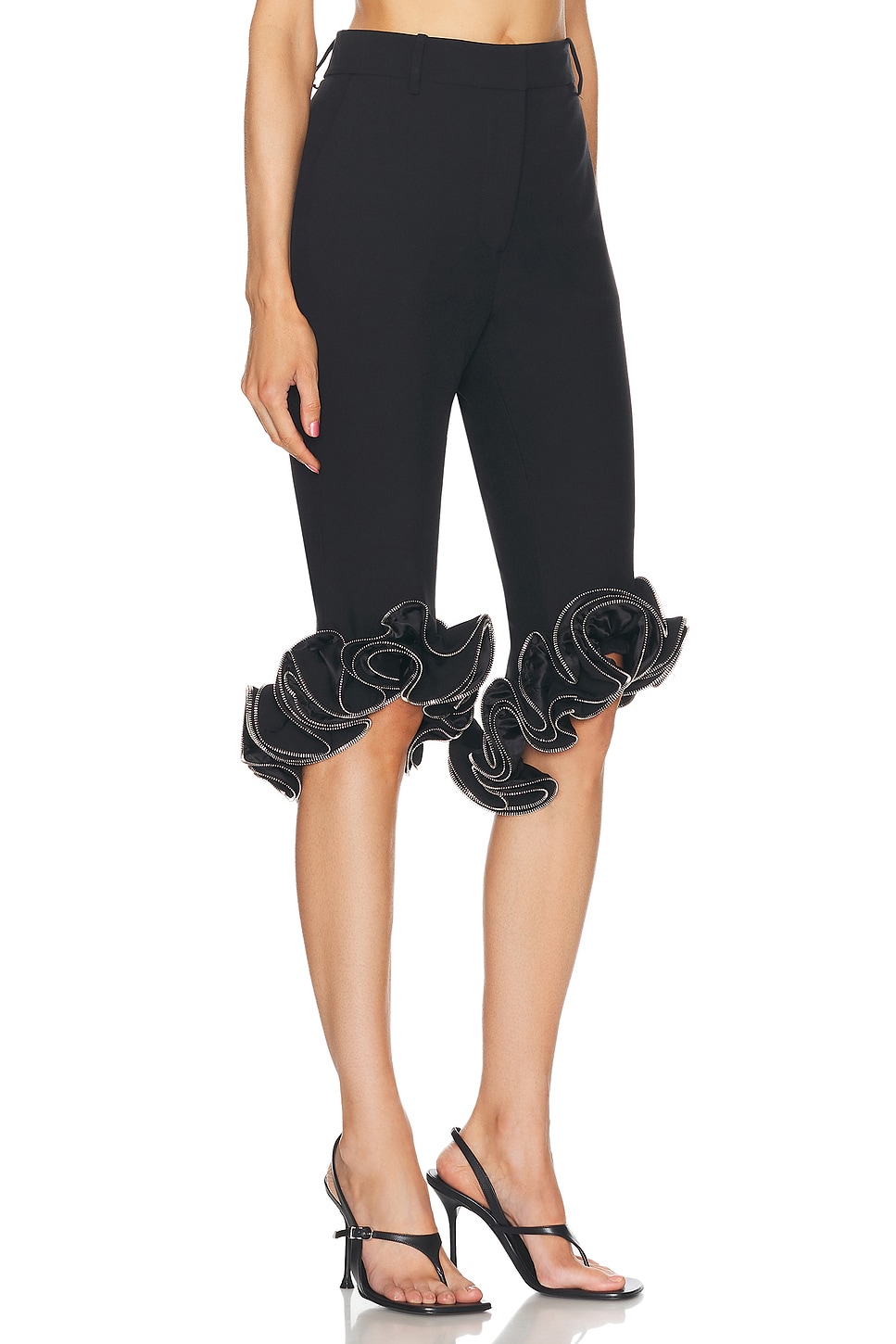 Shop Coperni Zip Ruffles Tailored Trouser In Black