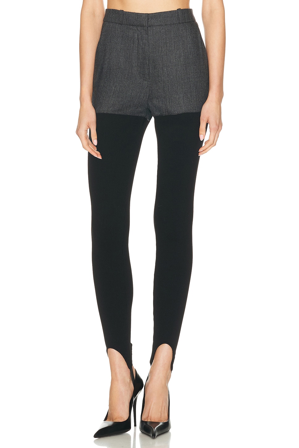 Image 1 of Coperni Hybrid Rib Pant in Black & Grey Check