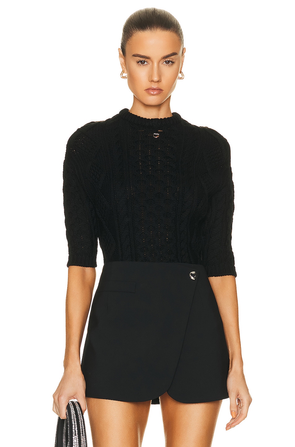 Image 1 of Coperni Hooded Cable Knit Bodysuit in Black
