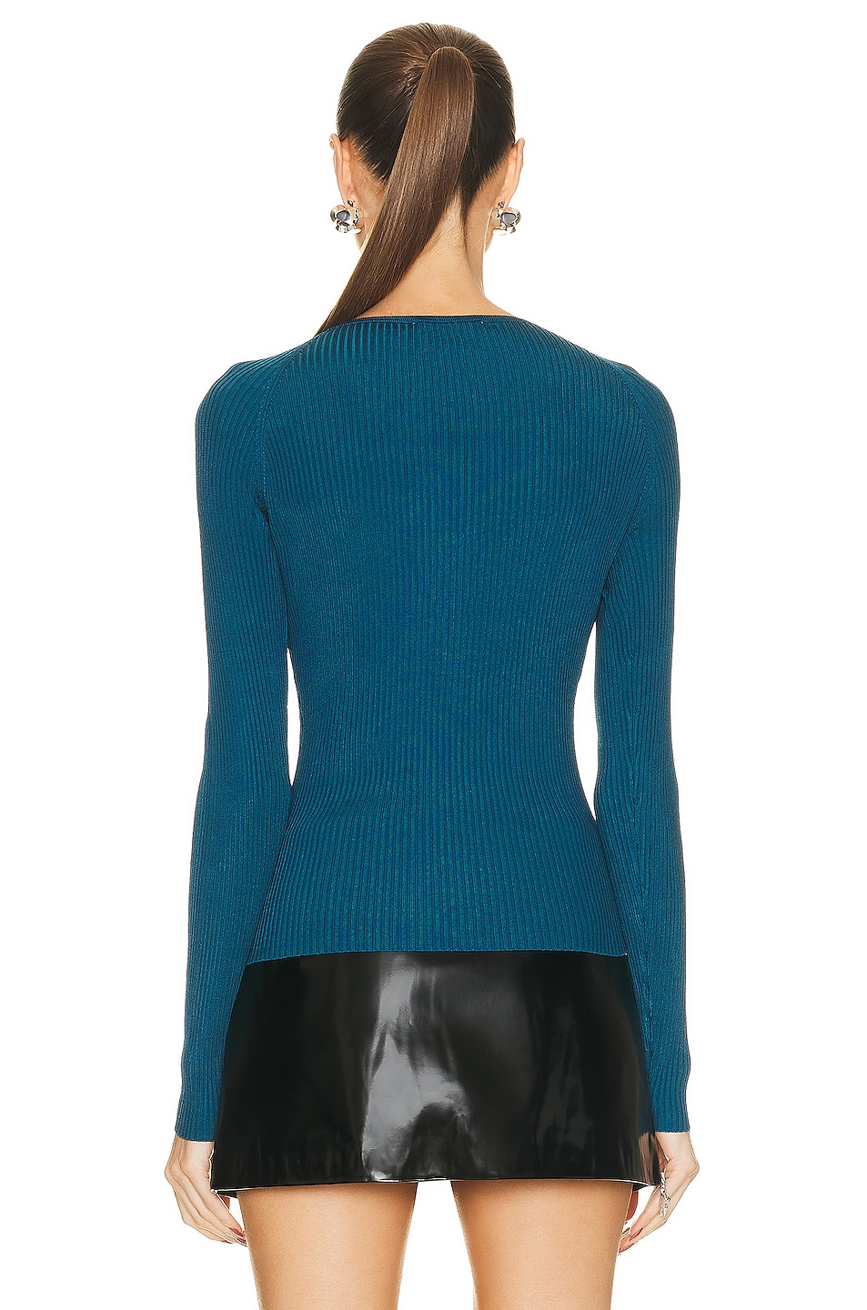 Coperni Twisted Cut Out Knit Top In Peacock Fwrd