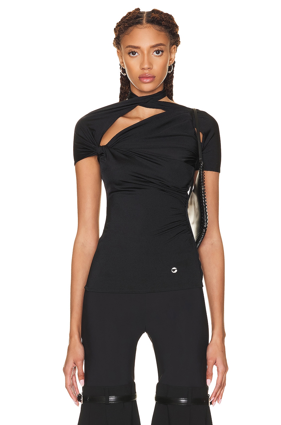 Image 1 of Coperni Jersey Draped Cut Out Top in Black