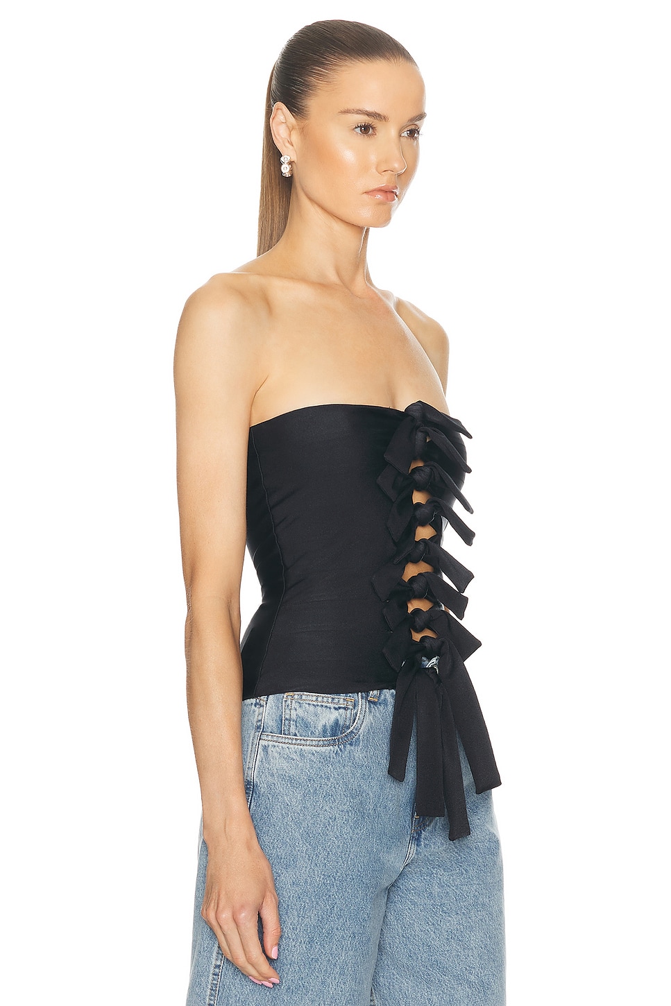 Shop Coperni Jersey Knotted Gala Top In Black