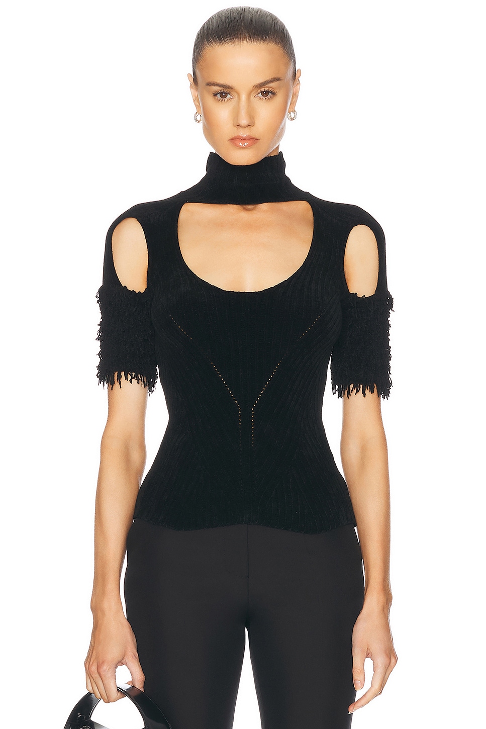 Chenille Knitted Top in Black