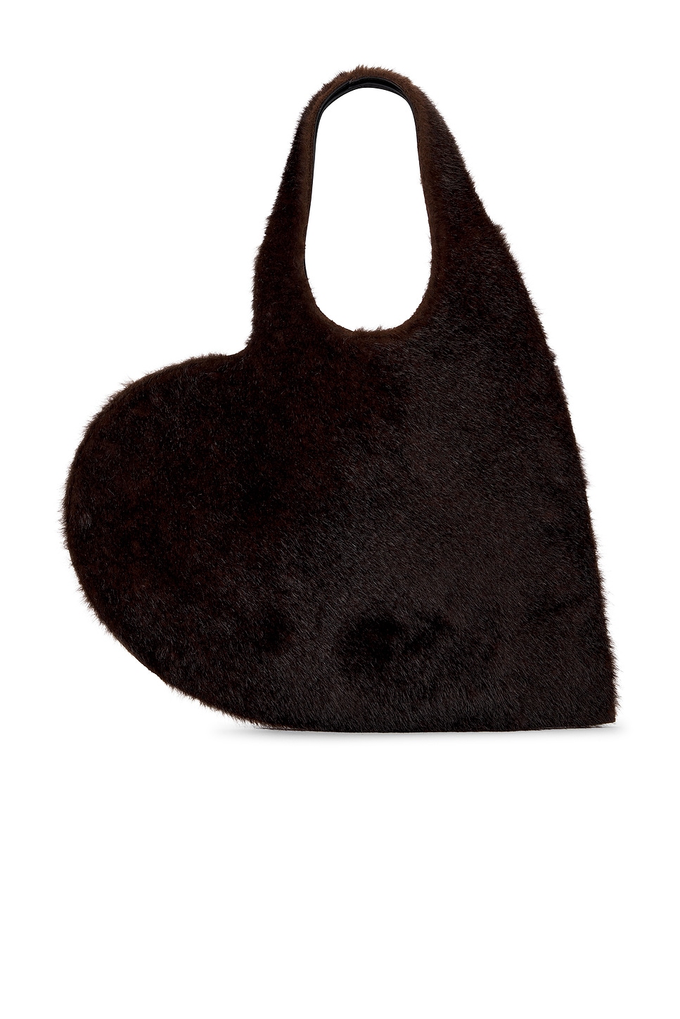 Coperni Heart-shaped Shoulder Bag In Plush Faux Fur In Black