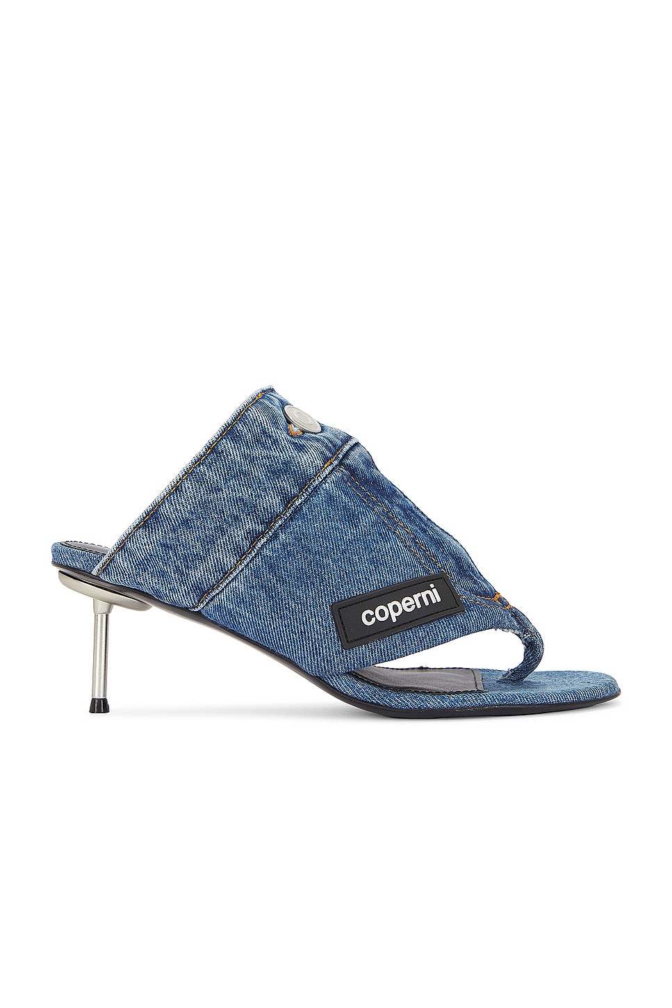 Image 1 of Coperni Denim Open Thong Sandal in Washed Blue