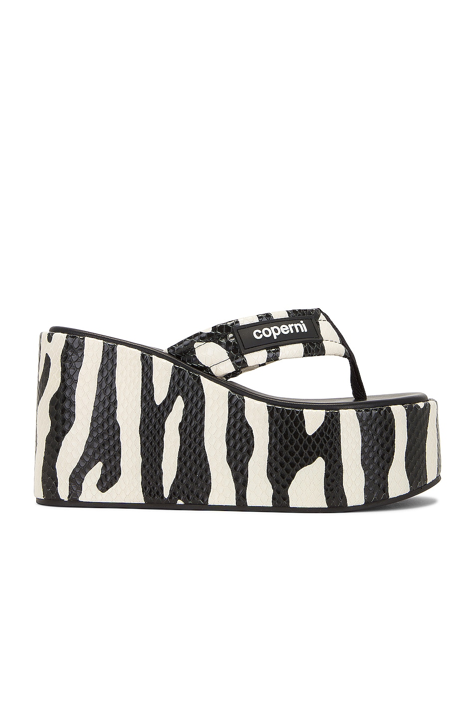 Image 1 of Coperni Zebra Branded Wedge Sandal in Black & White