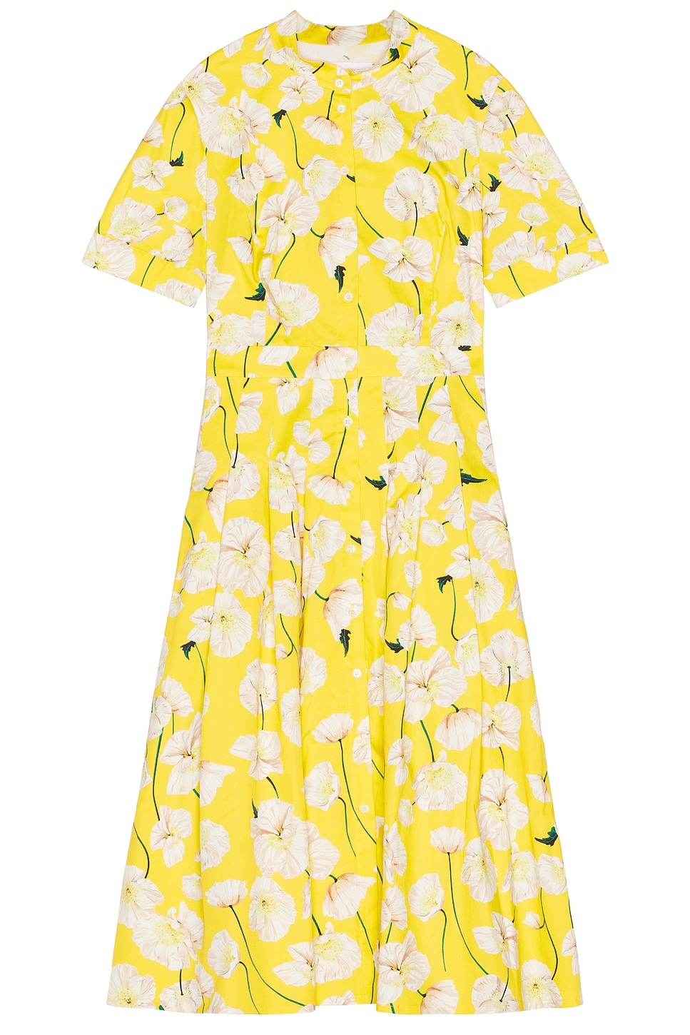Image 1 of Carolina Herrera Short Sleeve Midi Dress in Taxi Cab Multi in Taxi Cab Mutli