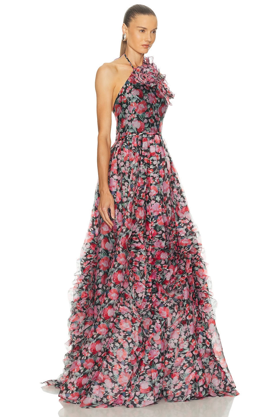 Carolina Herrera Halter Neck Gown In Multi