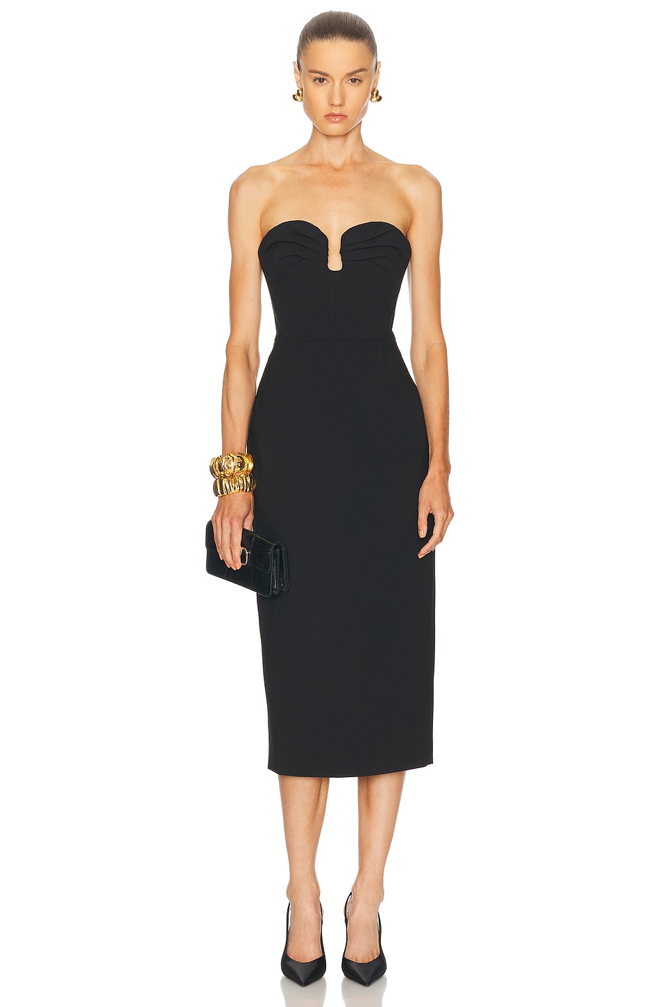 Carolina Herrera Sweetheart Midi Dress In Black