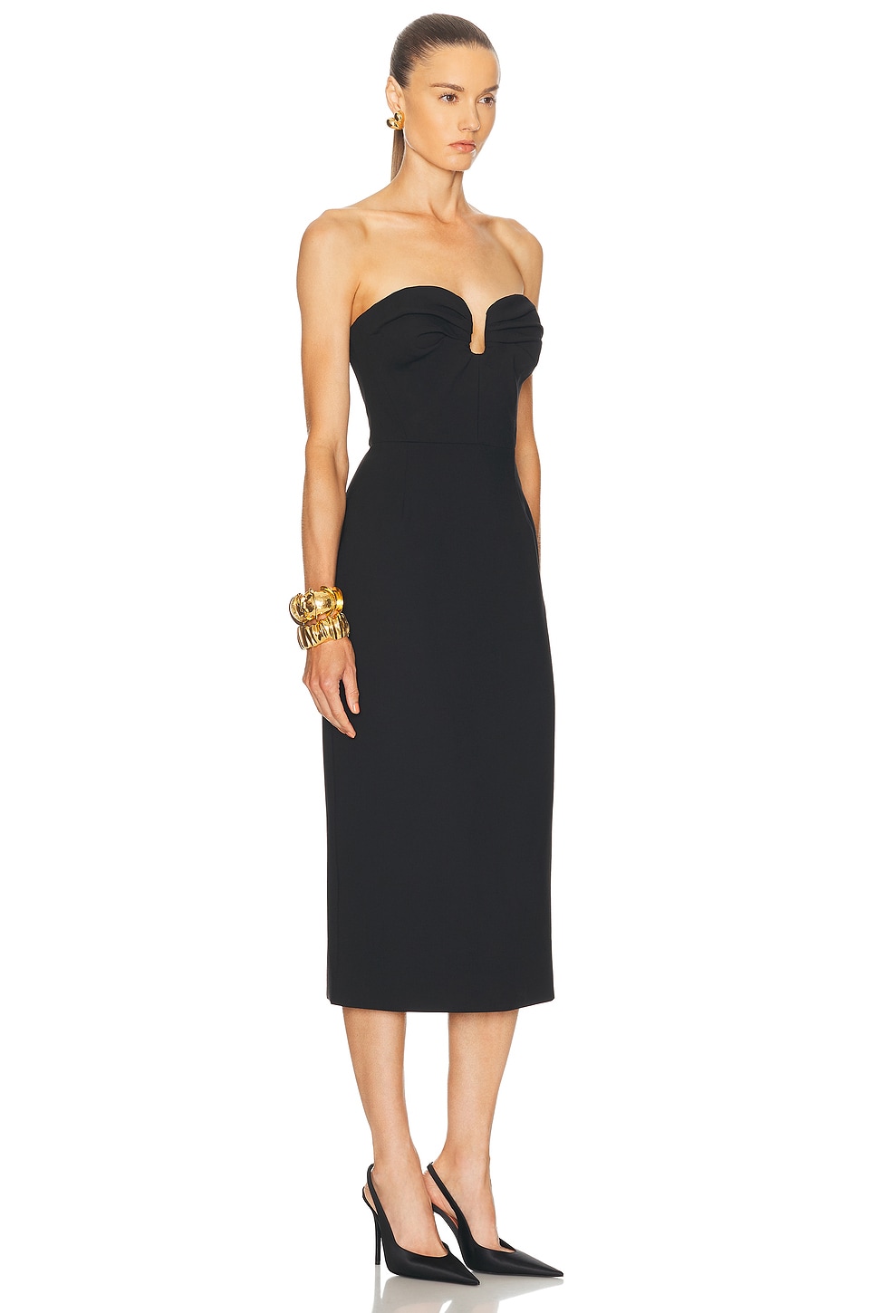 Carolina Herrera Sweetheart Midi Dress In Black