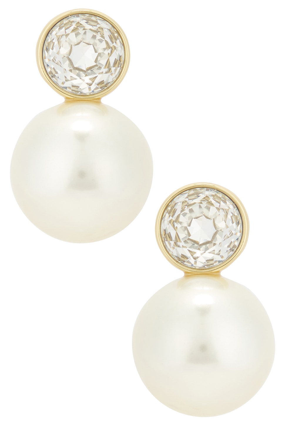 Large Pearl Drop Earrings in Metallic Gold