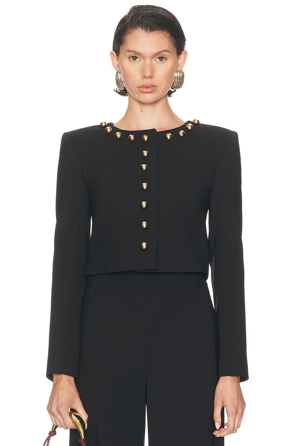 Carolina Herrera Collarless Cropped Jacket In Black