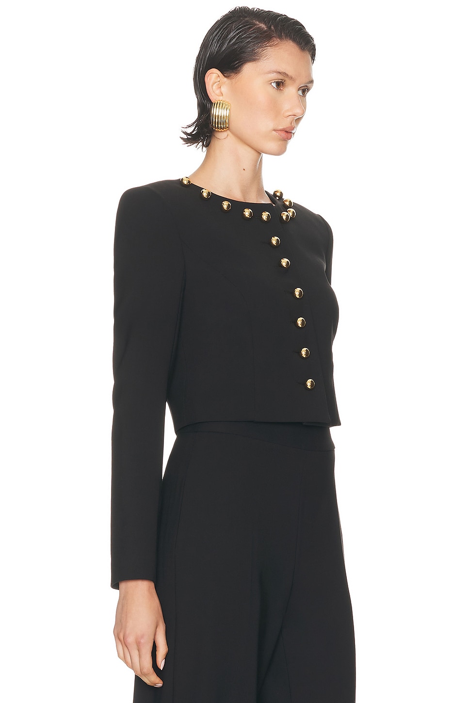 Carolina Herrera Collarless Cropped Jacket In Black