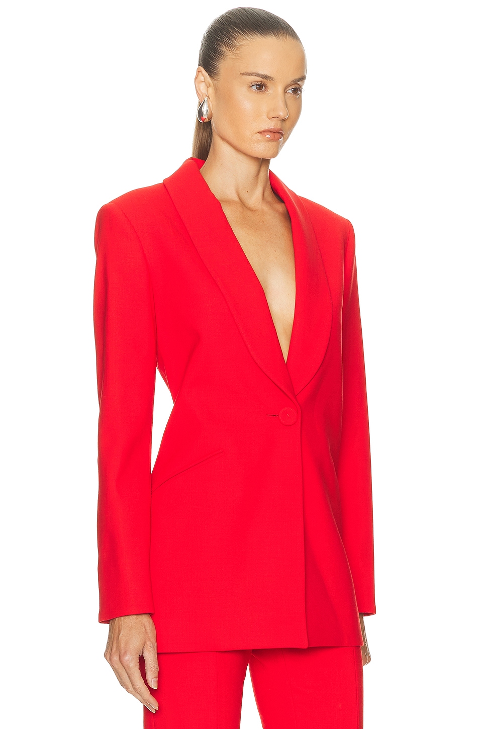 Carolina Herrera Shawl-lapel Single-breasted Jacket In Red