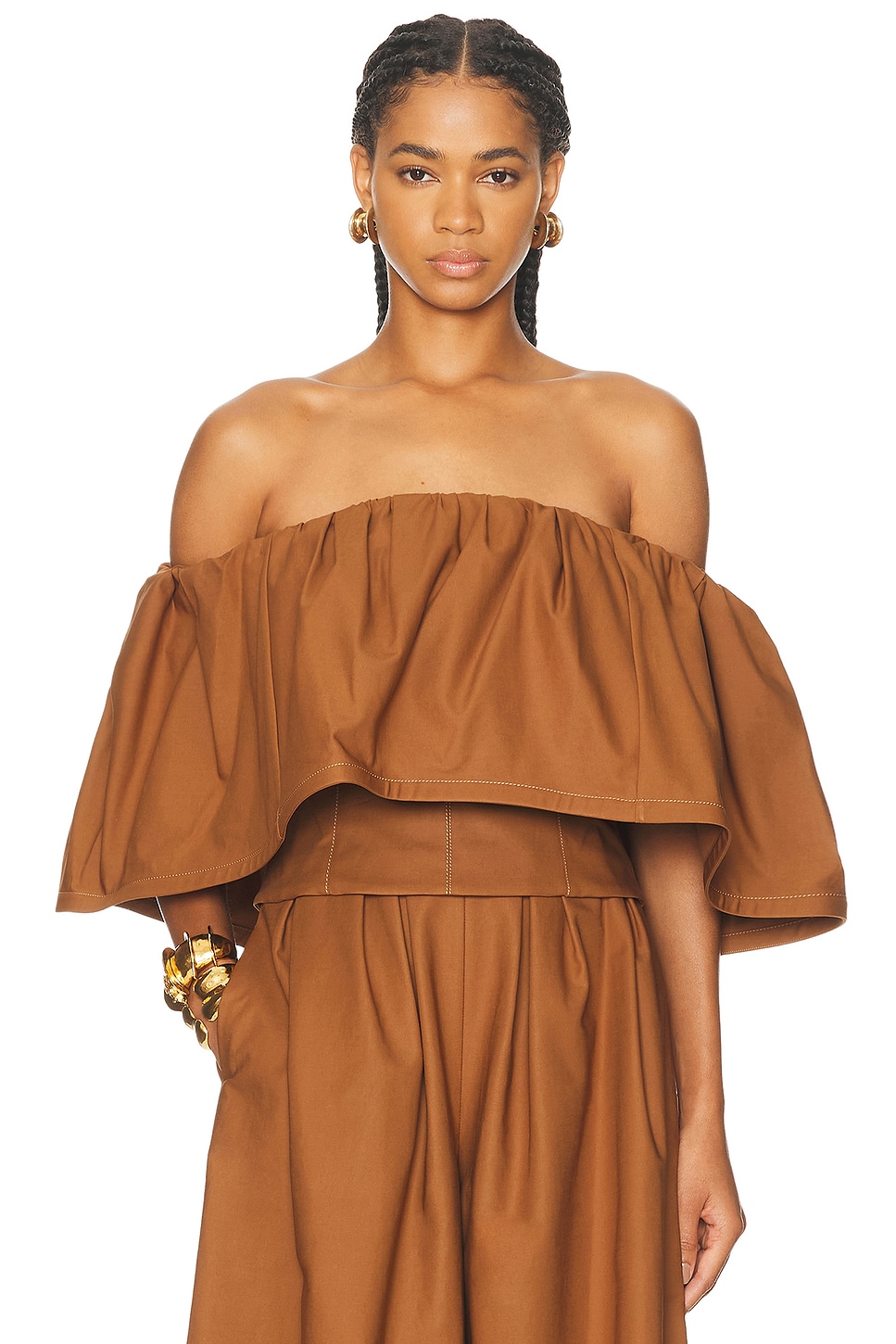 Off The Shoulder Top in Brown